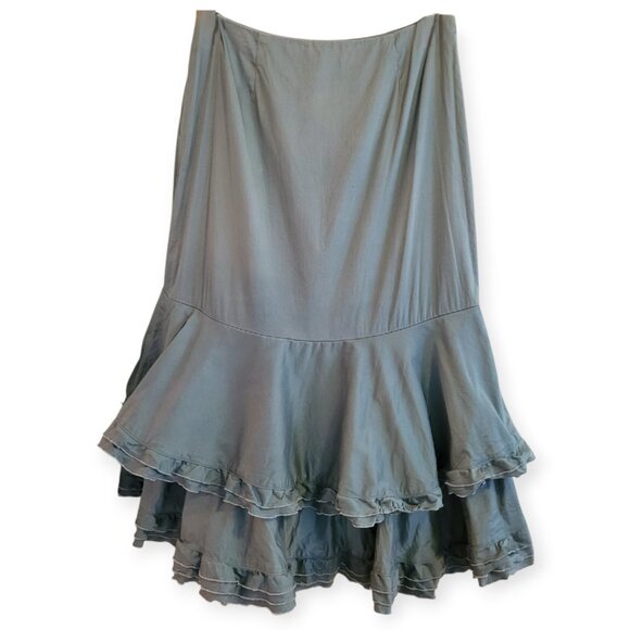 Anthropologie Odille vintage Y2K teal tiered low-slung maxi skirt size 2 EUC - Picture 2 of 9